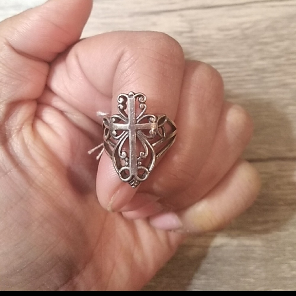 Antique style Sterling Silver cross ring